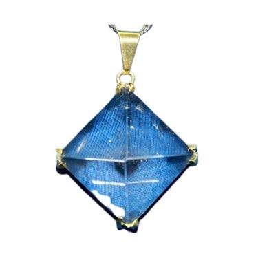 Imagem de Colar Pirâmide Cristal Extra Garra Dourado Montagem Prata950