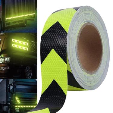 Imagem de Faixa Refletiva Seta Segurança 25 Metros Verde Fluorescente Sinalizaçao Transito Caminhao Carro Via Publica Estrada Automotivo