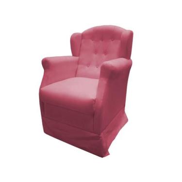 Imagem de Poltrona Cadeira De Amamentação Com Balanço Manu Suede Rosa Ms Decor -