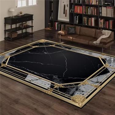 Imagem de Tapete lavável à máquina antiderrapante, grande estante lateral para sala de estar, tapete preto de decoração para quarto, flanela 3,80x120cm, 31,5x47,2 pol.