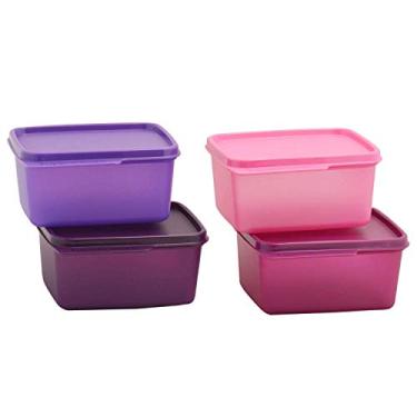 Imagem de Tupperware Conjunto de recipientes de plástico Keep Tab, 500 ml, conjunto de 4, multicolorido