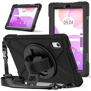 Imagem de QYiiD Capa para Lenovo Tab M9 2023 (TB310FU), capa protetora resistente à prova de choque com alça de mão giratória 360, alça de ombro para Lenovo 9,0 polegadas Tab M9 2023 1ª geração, preta