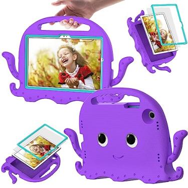 Imagem de QYiiD Capa infantil para Lenovo Tab K10 2021/M10 FHD Plus 10,3 polegadas (2020 2ª geração), capa leve de EVA à prova de choque com alça de suporte para TB-X606F/TB-X606X/TB-X6C6F/TB-X6C6X, roxo