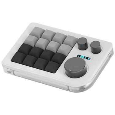 Imagem de Mini teclado de design programável com botão triplo macro KEEBMONKEY Megalodon, 16 teclas (branco)