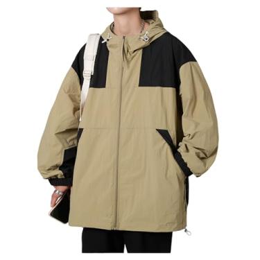 Imagem de Jaqueta masculina leve, corta-vento, cor sólida, capa de chuva, casaco de ciclismo com capuz ajustável, Cor 6, XXG