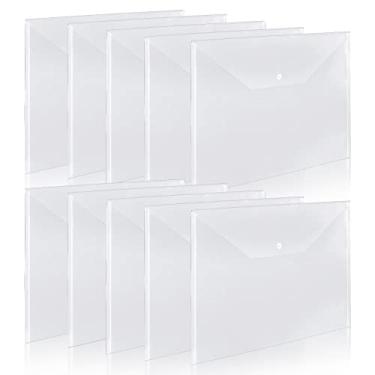 Imagem de 10 organizadores de pastas de documentos tamanho tablóide de 28 x 43 cm com fecho de pressão, pasta de arquivos, envelope grande, pastas de plástico para escritório, escola, casa