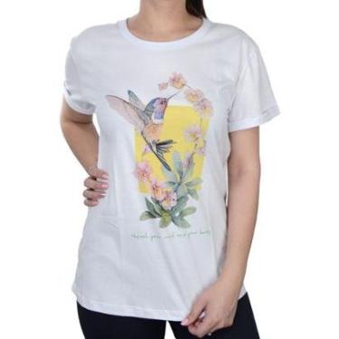Imagem de Camiseta Feminina Tharog T-Shirt Beija Flor Branca - TH4497M-Feminino