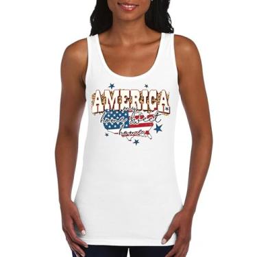 Imagem de Camiseta regata feminina America My Home Sweet Home 4th of July Stars and Stripes Pride American Dream Patriotic USA Flag, Branco, G