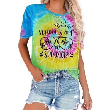 Imagem de LAZYCHILD Camiseta feminina Last Day Shirts We are on a Break Teacher Summer Break Graphic Tee End of School Year Tops, Summer-td, G