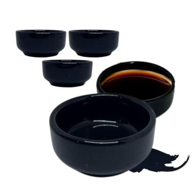 Imagem de Kit 30 Molheira Porta Shoyu Nozoki Porcelana Preto Oriental 60mL