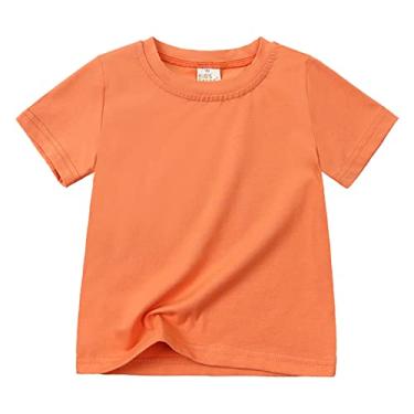 Imagem de Camiseta regata infantil infantil para meninas com costas nadador cropped manga curta esportiva soild dance camiseta branca para meninos, Laranja, 3-4 Anos