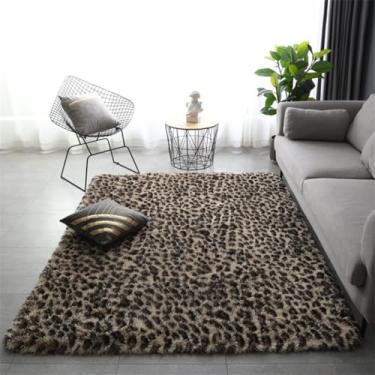 Imagem de Tapete fofo para área, tapete fofo extra macio e desgrenhado, tapetes felpudos para sala de estar, tapete fofo super macio, leopardo, 60x120cm