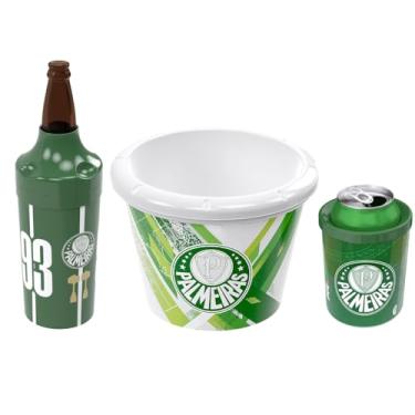 Imagem de Kit Original Palmeiras Balde para Cerveja Porta Garrafas e Porta Latas do Verdão Coleção Plasútil para Presente Bares e Restaurantes