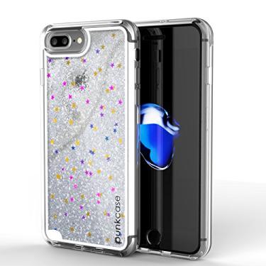 Imagem de Capa para iPhone 7 Plus, Punkcase [Série líquida] Capa protetora de camada dupla com glitter flutuante com muitos brilhos e brilhos + protetor de tela de vidro temperado de 0,3 mm para Apple iPhone 7S Plus, Prata
