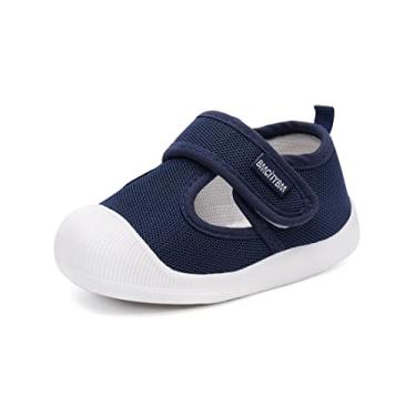 Imagem de BMCiTYBM Sapatos para bebês meninos e meninas antiderrapantes First Walkers 6 9 12 18 24 meses, 1 - Azul-marinho, 6-12 meses