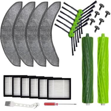Imagem de Aceesories Peças de reposição compatíveis com iRobot Roomba Combo j7 j7+ j9+ robô aspirador de pó e limpador de esfregão, filtro, escova, esfregão (pacote com 18 escovas + filtro + kit de esfregão