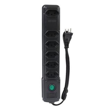 Imagem de Filtro de Linha com Fusível 6 Tomadas Bivolt Preto Naticon - 596