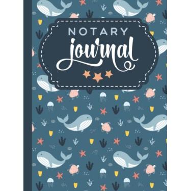 Imagem de Hardcover Notary Journal: 8.5x11 Large Notarial Logbook/With 200 Numbered Pages - Two Record Logs Per Page / 400 Records/Ledger Book Gift For Signing Agents/Blue Whale Pink Turtle - Art Pattern