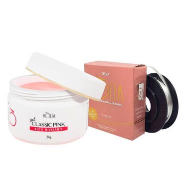 Imagem de Gel Volia Classic Pink E Fibra De Vidro Rolo Kit Volia
