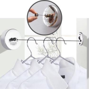 Imagem de Varal Retrátil Inox de Parede Banheiro Lavanderia DL100 - Kingleen