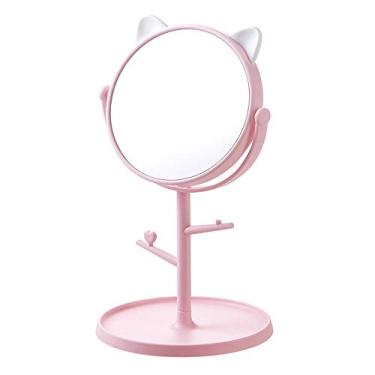 Imagem de Espelho giório HD espelho de maquiagem portátil desktop bonito espelho de princesa dormitório estudantil espelho de vestir simples branco