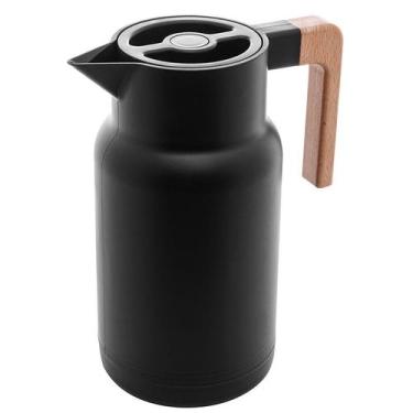 Imagem de Garrafa térmica com alça amadeirada Organic preta Lyor 1 litro, 1L, Pr