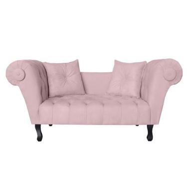 Imagem de Sofá Recamier Recepção Decorativo 02 Lugares Londres Suede Rosa Bebe -