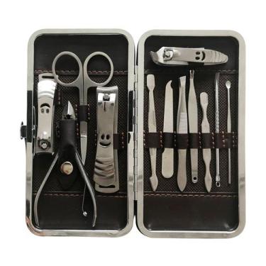 Imagem de Kit de Unhas 12 Peças Completo com Alicate Pinça e Tesoura Portátil - 