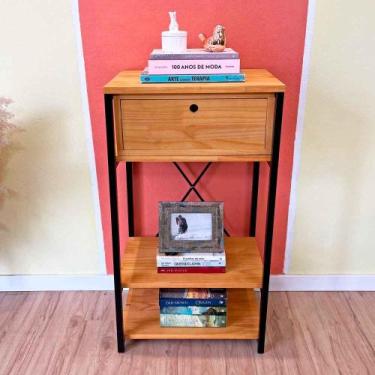 Imagem de Aparador de Ferro e Madeira Style Slim Industrial Uno com Gaveta Nozes