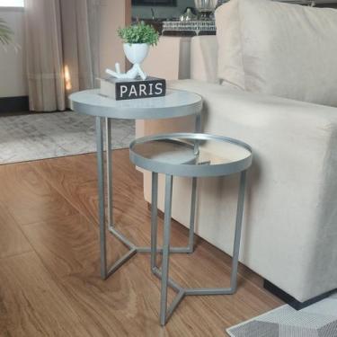 Imagem de Conjunto Mesa Lateral Viena Prata Com Espelho - BELI HOUSE