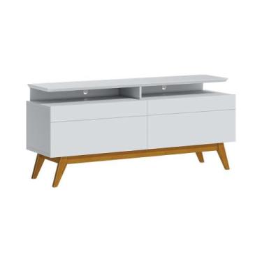 Imagem de Rack Bancada 2 Gavetas com Nicho 146cm Amy Branco Acetinado G29 - Gran