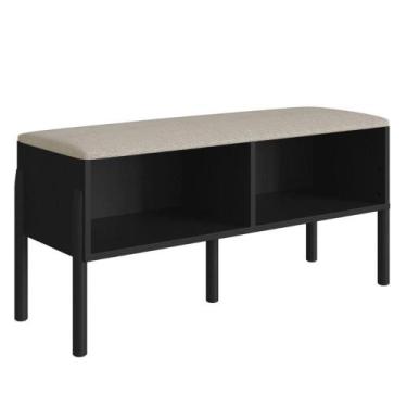 Imagem de Sapateira Banco Estofado Oslo Artesano 93 cm (largura) MDP Nero Tecido