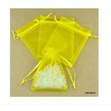 Imagem de 20 Saquinhos De Organza 20x30 Fita Cetim (Amarelo Ouro) - OKABOX