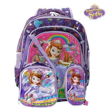 Imagem de Kit Mochila Escolar Infantil Princesinha Sofia 3D De Costas - Toys 2U