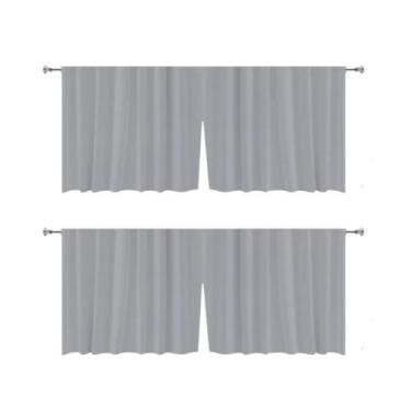 Imagem de Kit 2 Cortinas Lisa Impermeável Para Pia/balcão Cozinha 1,38 X 0,80 - 