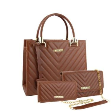 Imagem de Bolsa Feminina Transversal Casual + Bolsa Flap + Carteira - Selfie Sto