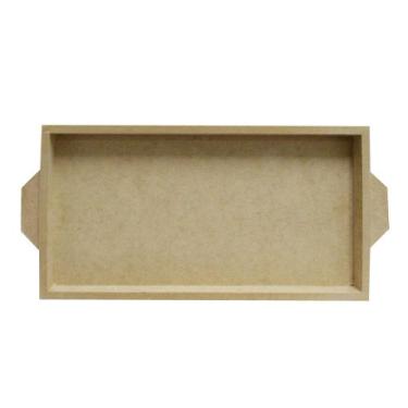 Imagem de Bandeja para 2 Azulejos com Alça de Madeira Crua Mdf - Medida 33 X 17,