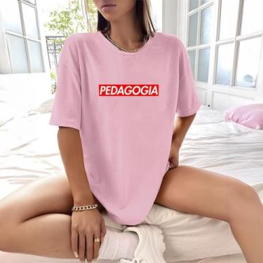 Imagem de Camisa Camiseta Feminina Estampada Suprem Pedagogia 100% Algodão Fio 3