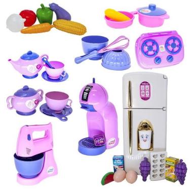 Imagem de Kit Cozinha Infantil Princesa Cafeteria Rosa Menina 34pç - Altimar 