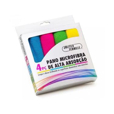 Imagem de Kit pano microfibra jolitex  04 pecas 030x030cm diversos