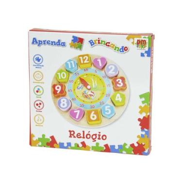 Imagem de Jogo Pedagogico Relogio de Madeira - DM Toys - DM BRASIL