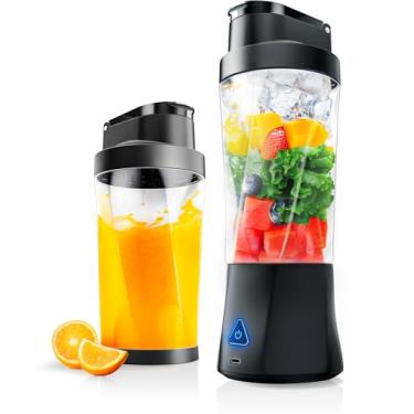 Imagem de Liquidificador portátil, sem fio, recipiente de 680 g, liquidificador pessoal - para shakes e smoothies, sem BPA, tampa à prova de vazamento e bico para gole, recarregável por USB-C e autolimpante