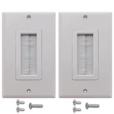 Imagem de Aifeier ET Pacote com 2 placas de parede de escova única, inserção de passagem de cabo para alça de acesso de cabo único, fios, tomada de parede de HDTV, HDMI, sistema de home theater