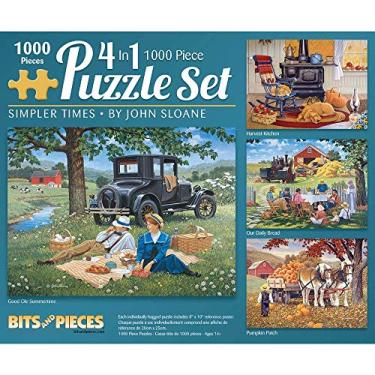 Imagem de Bits and Pieces – 4-in-1 Multi-Pack 1000 Piece Jigsaw Puzzles for Adults – Jigsaw Puzzle Set Bundle by Artist John Sloane, Completed Puzzle Size: 20" x 27"