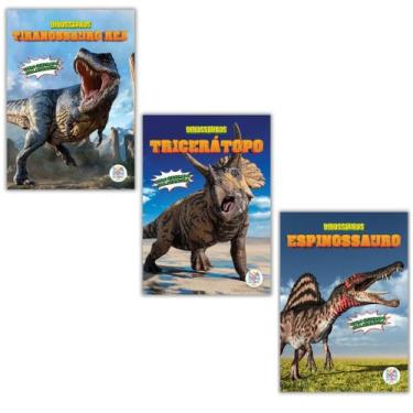 Imagem de Kit 3 Livros Ilustrados com Miniatura - Dinossauro: T-rex, Espinossaur