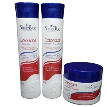 Imagem de Kit Para Cabelos Tingidos Ou Tonalizados Coloridos Shine Blue 3 Passos