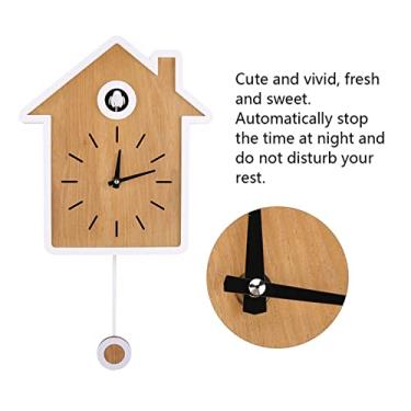 Imagem de Relógio Cuco Moderno Design Estilo Nórdico Relógio Cuco Relatório Relógio Balanço Relógio de Parede (Branco)
