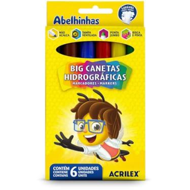 Imagem de Big Canetinhas Abelhinhas com 6 Cores, Acrilex, 069360000, Multicor