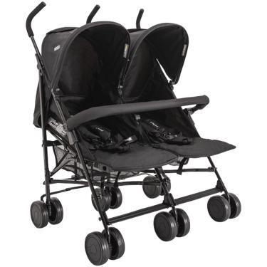 Imagem de Carrinho de Bebe para Gemeos Kiddo Youme II Guarda Chuva Preto