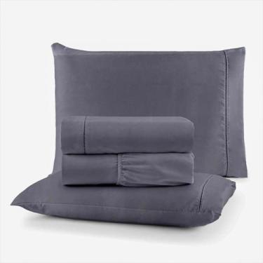 Imagem de Conjunto de Cama Queen 400 Fios Percal 4 Peças Toque Macio - Charme do